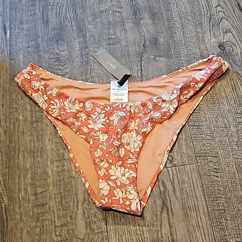 J Crew Curved Waist Cheeky Medium Sized  Bikini Bottom in tossed floral BNWT